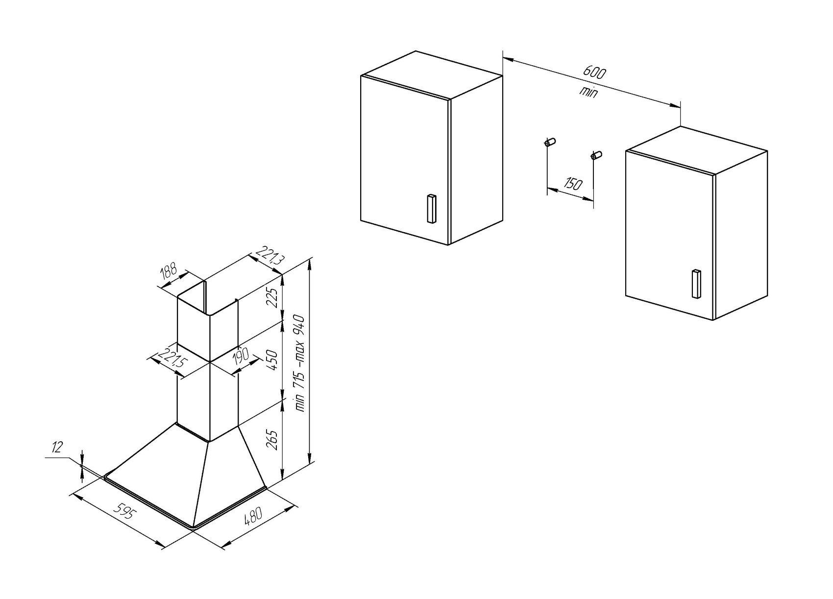 Вытяжка купольная  ONDA 60 BB